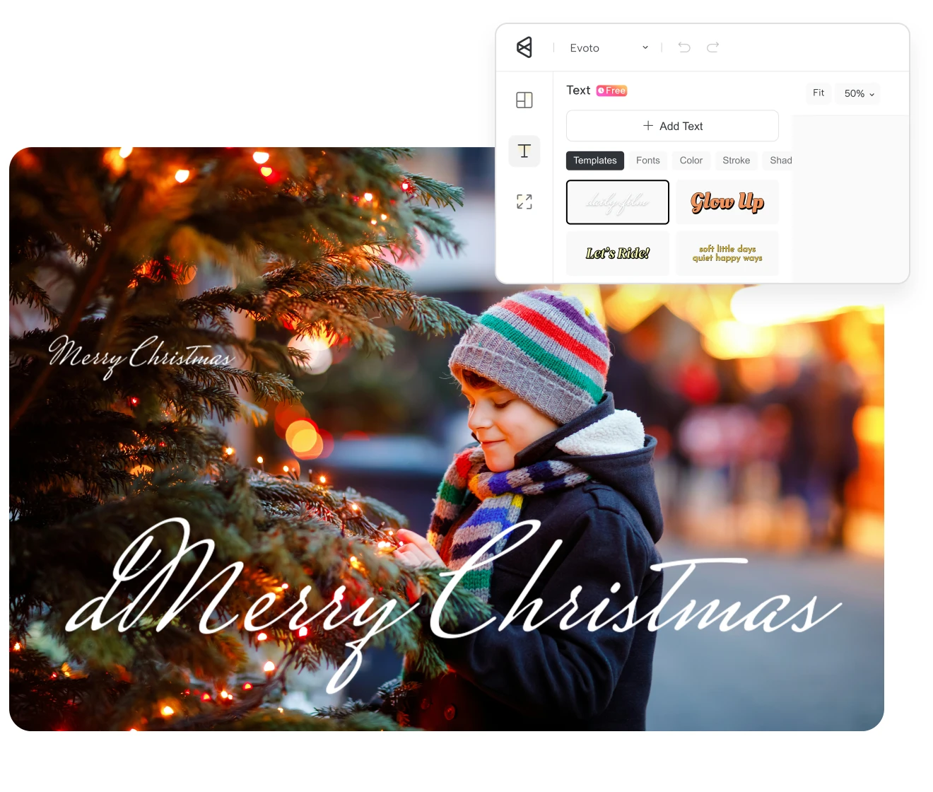 photo text editor styled templates and fonts holiday caption